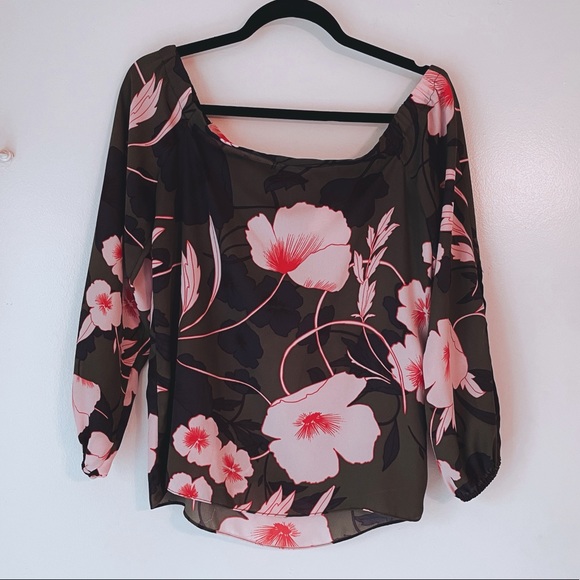 Bar III open shoulder floral top (3/4 sleeve) - Picture 2 of 2